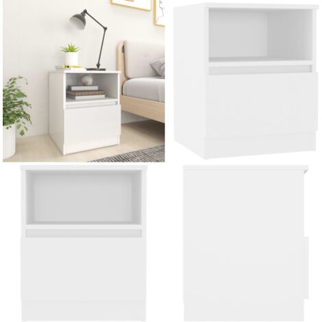 Comodino Bianco 40x40x50 cm in Legno Multistrato - Comodino bianco - Comodino con cassetto