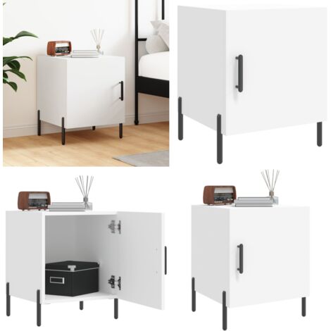 Comodino Bianco 40x40x50 cm in Legno Multistrato - Comodino moderno - Comodino con scomparto