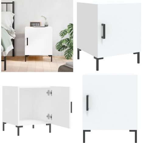 Comodino Bianco 40x40x50 cm in Legno Multistrato - Comodino moderno - Comodino con scomparto