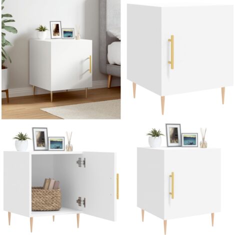 Comodino Bianco 40x40x50 cm in Legno Multistrato - Comodino moderno - Comodino con scomparto