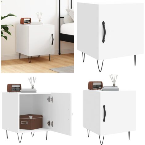 Comodino Bianco 40x40x50 cm in Legno Multistrato - Comodino moderno - Comodino con scomparto