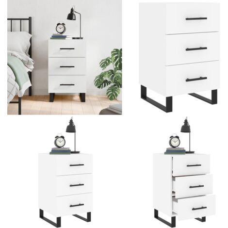 Comodino Bianco 40x40x66 cm in Legno Multistrato - Comodino moderno - Comodino con cassetti