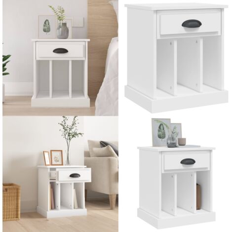 Comodino Bianco 43x36x50 cm - Comodino in legno - Comodino bianco