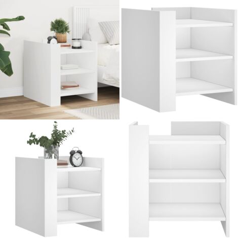Comodino Bianco 45x50x50 cm in Truciolato - Comodino bianco - Comodino in truciolato