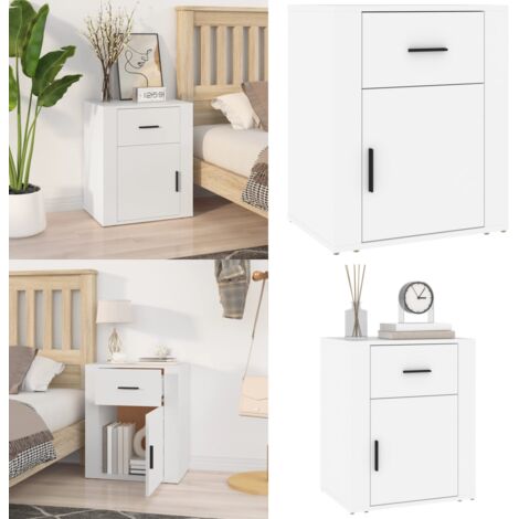 Comodino Bianco 50x36x60 cm in Legno Ingegnerizzato - Comodino in legno ingegnerizzato - Comodino bianco