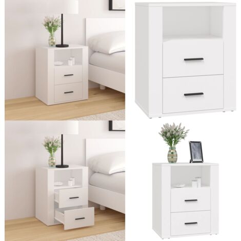 Comodino Bianco 50x36x60 cm in Legno Ingegnerizzato - Comodino moderno - Comodino in legno ingegnerizzato