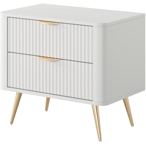 Comodino: Bianco, 63,2 x 38 x 55,3 cm