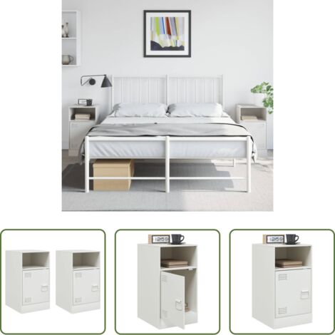 Comodino bianco - Comodini 2 pz Bianchi 34,5x39x62 cm in Acciaio