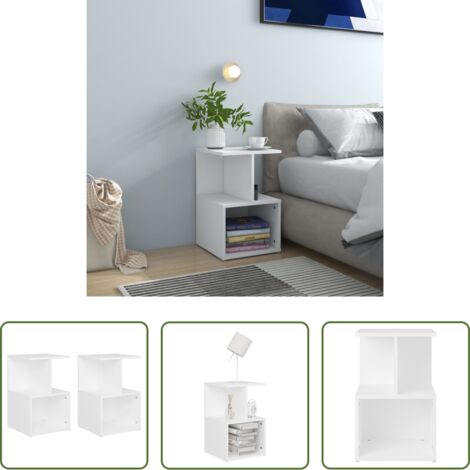 Comodino bianco - Comodini 2 pz Bianchi 35x35x55 cm in Legno Multistrato