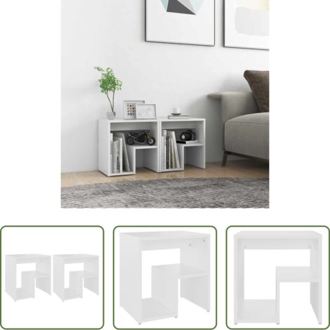 Comodino bianco -  Comodini 2 pz Bianchi 40x30x40 cm in Legno Multistrato