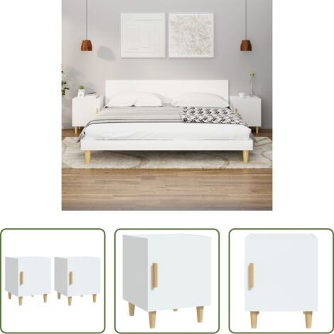 Comodino bianco -  Comodini 2 pz Bianchi in Legno Multistrato