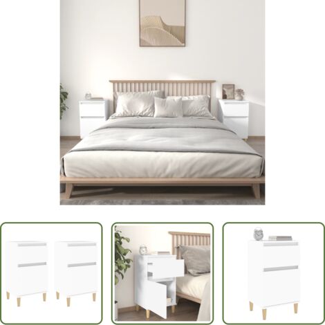 Comodino bianco -  Comodini 2pz Bianchi 40x35x70 cm