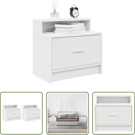 Comodino bianco -  Comodini con Cassetto 2 pz Bianco 51x31x47 cm