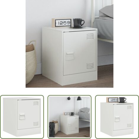 Comodino bianco - Comodino Bianco 34,5x39x44 cm in Acciaio