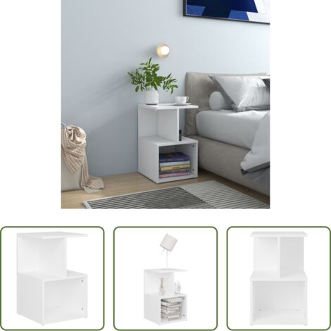 Comodino bianco -  Comodino Bianco 35x35x55 cm in Legno Multistrato