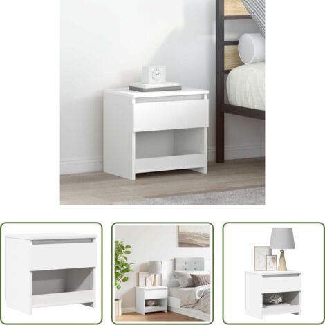 Comodino bianco -  Comodino Bianco 40x30x39 cm in Legno Ingegnerizzato