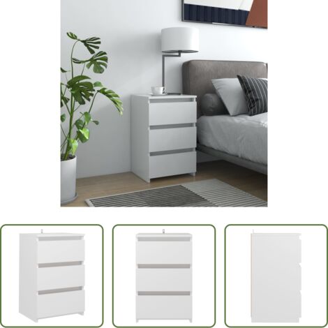 Comodino bianco -  Comodino Bianco 40x35x62,5 cm in Legno Multistrato