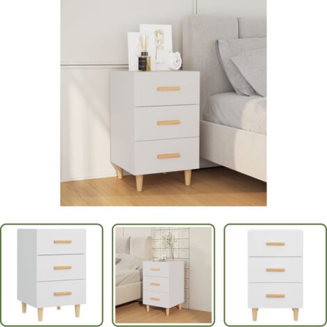 Comodino bianco -  Comodino Bianco 40x40x66 cm in Legno Multistrato
