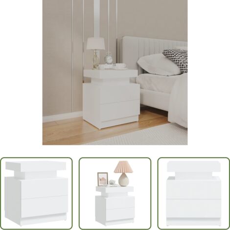Comodino bianco -  Comodino Bianco 45x35x52 cm in Legno Multistrato