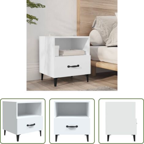 Comodino bianco -  Comodino Bianco in Legno Multistrato