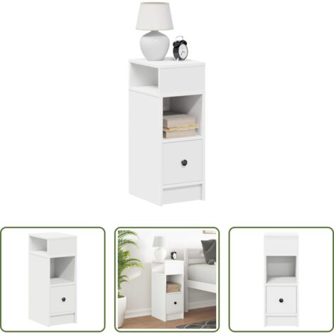 Comodino bianco -  Comodino con Cassetto Bianco 25x31x66 cm
