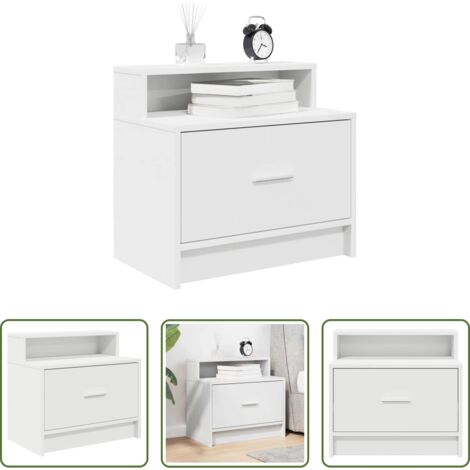 Comodino bianco -  Comodino con Cassetto Bianco 51x31x47 cm