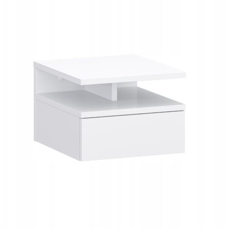 Comodino bianco da parete con cassetto 32x35x23 cm