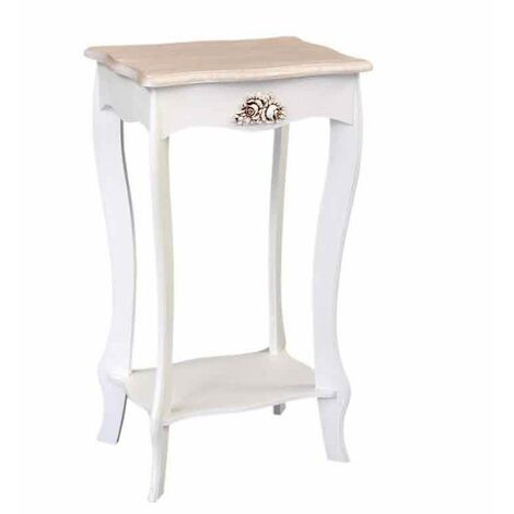 Comodino bianco e beige gambe lunghe 1 ripiano 40x30xh.70 cm