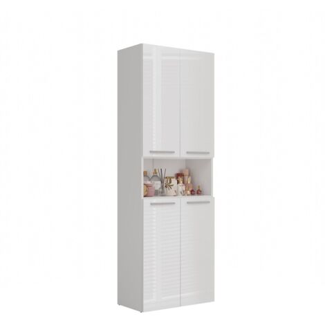 Comodino, Bianco, gambe dorate, 54 x 59 x 39 cm