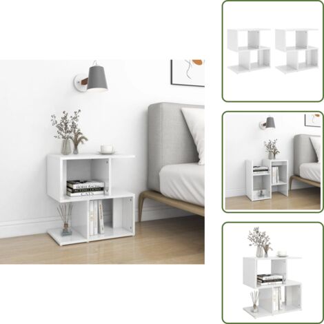 Comodino bianco lucido - vidaXL Comodini 2pz Bianco Lucido 50x30x51,5 cm in Legno Multistrato - Comodino con cassetti