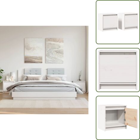 Comodino bianco - vidaXL Comodini 2 pz Bianchi 40x30,5x40 cm in Legno Massello di Pino -