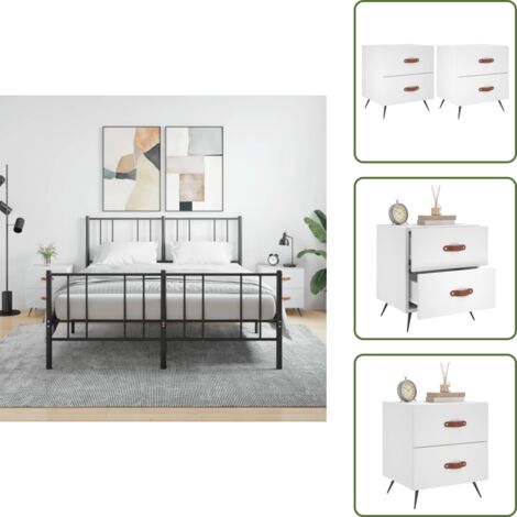 Comodino bianco - vidaXL Comodini 2 pz Bianchi 40x35x47,5 cm in Legno Multistrato - Comodino in legno multistrato