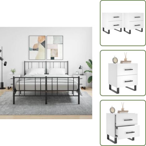 Comodino bianco - vidaXL Comodini 2 pz Bianchi 40x35x47,5 cm in Legno Multistrato - Comodino in metallo