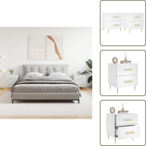 Comodino bianco - vidaXL Comodini 2 pz Bianchi 40x35x47,5 cm in Legno Multistrato - Comodino in metallo