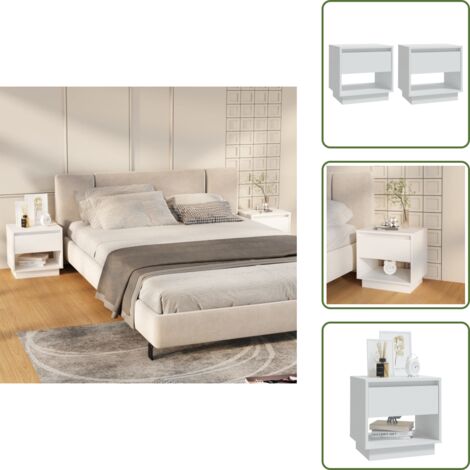 Comodino bianco - vidaXL Comodini 2 pz Bianchi 45x34x44 cm in Truciolato - Comodino 2 pezzi