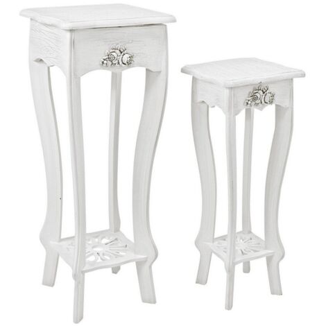 Comodino "Blanc" porta lampada struttura in legno MDF per interni set da 2