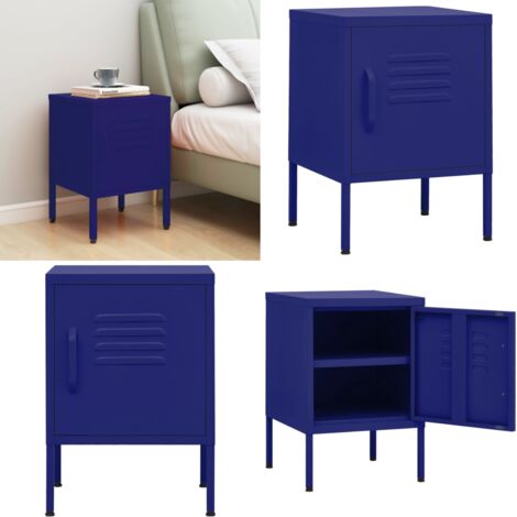 Comodino Blu Marino 35x35x51 cm in Acciaio - Comodino Blu Marino - Comodino con mensola regolabile