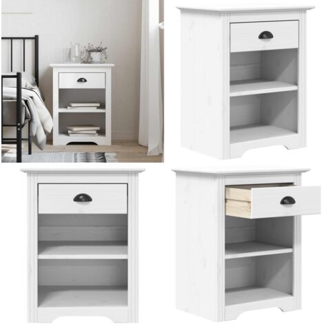 Comodino BODO 53x38,5x67 cm in Legno Massello di Pino Bianco - Comodino francese - Comodino in pino
