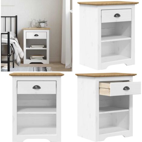 Comodino BODO 53x38,5x67 cm in Legno Massello di Pino Marrone - Comodino francese - Comodino con cassetto
