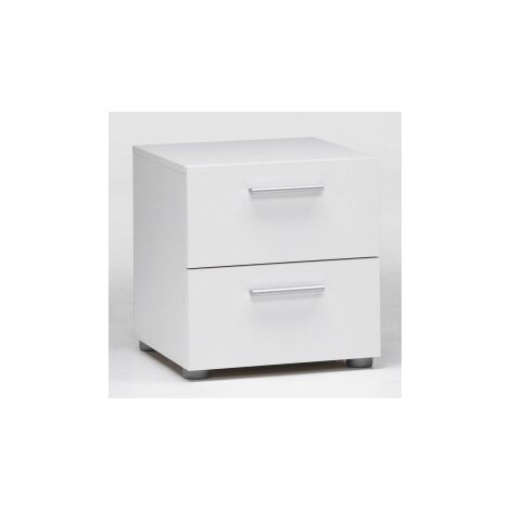 Comodino camera bianco in kit due cassetti cm 40x40x42h