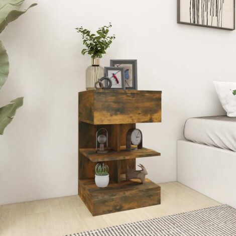 Comodino Camera da Letto - Tavolino da Salotto Rovere Fumo 40x35x65 cm in Legno Multistrato BV297653 - BonneVie
