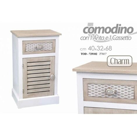 Comodino doppio cassetto e anta - legno massello colorato MS108