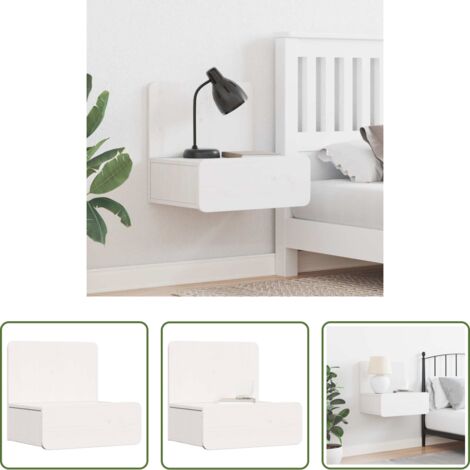 Comodino classico -  Comodino Bianco 44 x 32,5 x 40 cm Legno di pino massello
