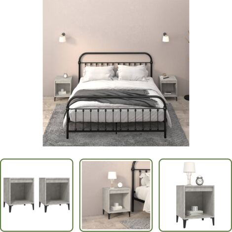 Comodino -  Comodini 2 pz Grigio Cemento 40x35x50 cm