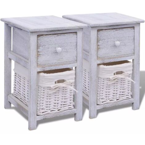 Comodino comodino cassettiera mobili camera da letto 2 pz legno bianco 1402108