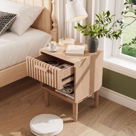 Comodino, Comodino, Set di 2 comodini – Comodino con cassetti e gambe in metallo dorato