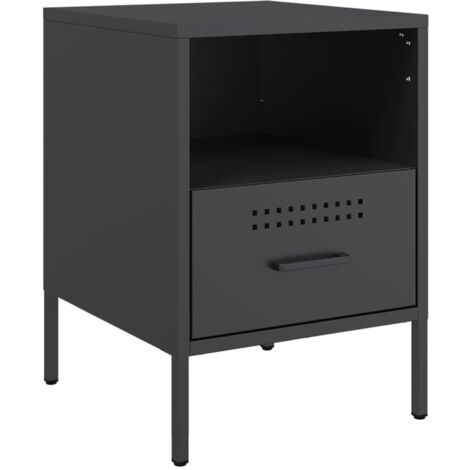 Comodino con 1 vano e 1 cassetto 36 x 39 x 50,5 cm acciaio nero DEC034369