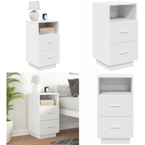 Comodino con 2 Cassetti Bianco 36x36x68 cm - Armadio con cassetti - Comodino con due cassetti