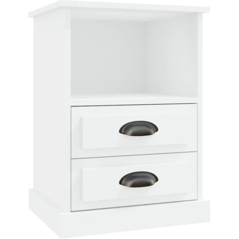 Comodino con 2 cassetti e vano aperto 43 x 36 x 60 cm in legno ingegnerizzato bianco DEC033404