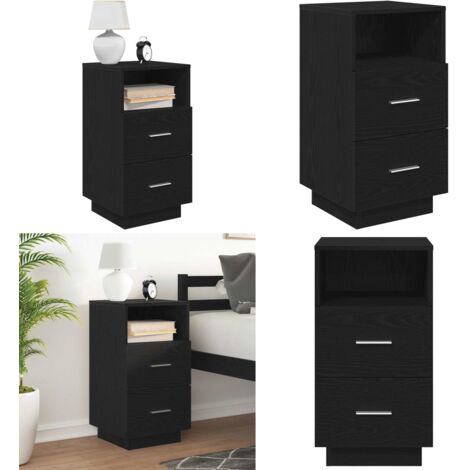 Comodino con 2 Cassetti Nero 36x36x68 cm - Comodino nero - Armadio con cassetti